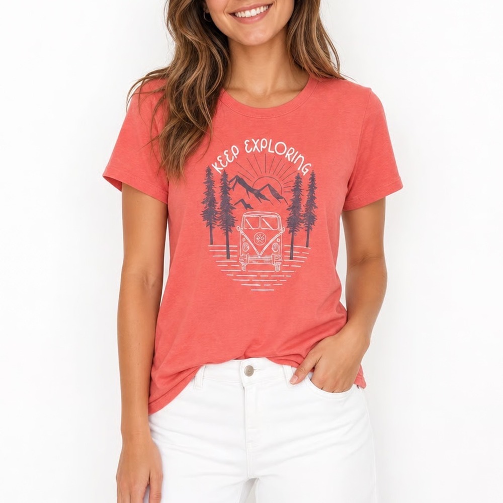 Mountain and Isles Keep Exploring Graphic Tee Dusty Rose Heather L
